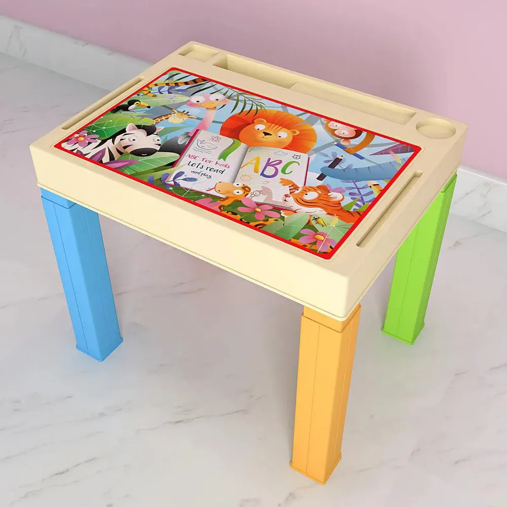Jungle Adventure Cartoon Study Table for Kids with Colourful Legs