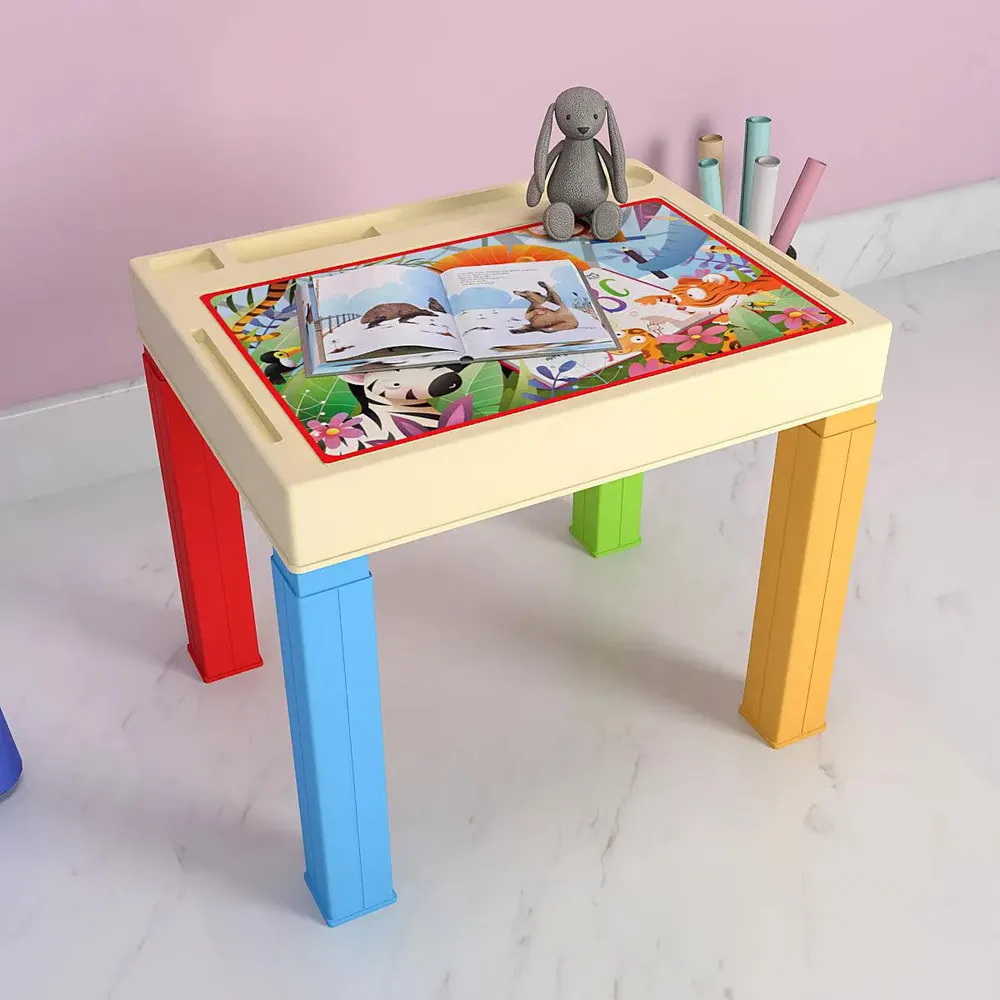 Jungle Adventure Cartoon Study Table for Kids with Colourful Legs