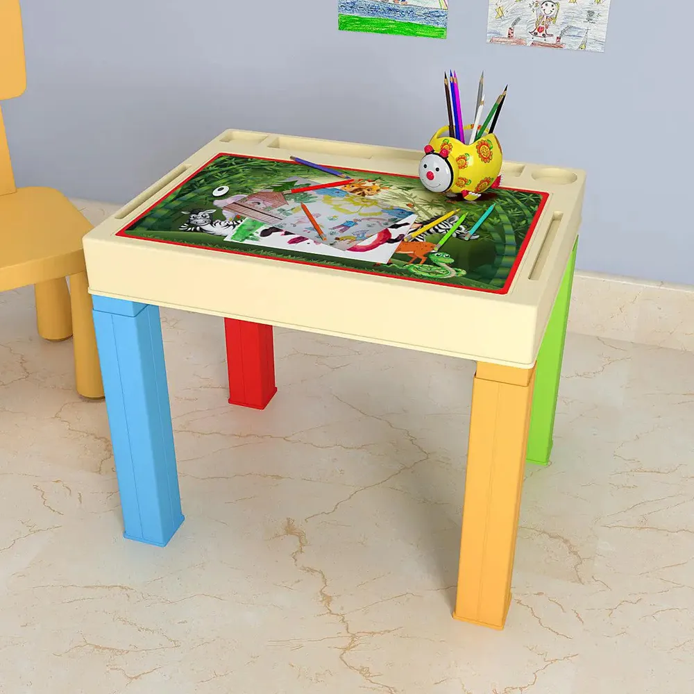 Jungle Theme Study Table for Kids with Colourful Legs