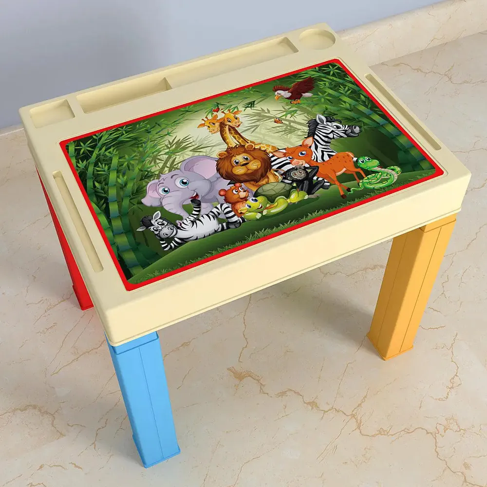 Jungle Theme Study Table for Kids with Colourful Legs