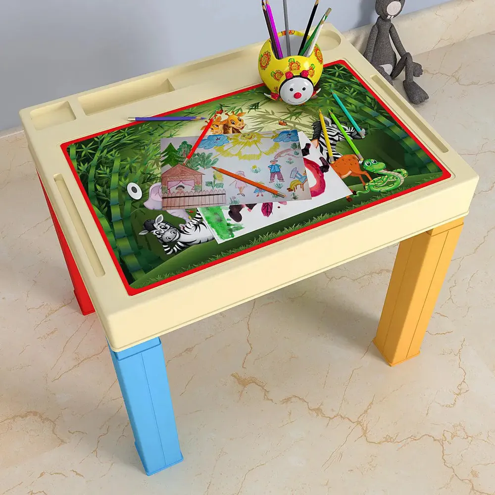 Jungle Theme Study Table for Kids with Colourful Legs