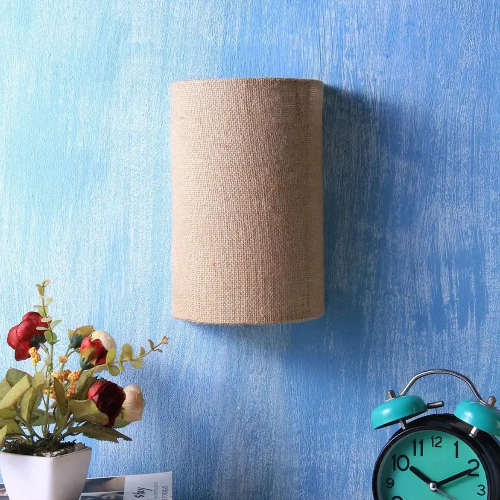 Jute Beige Small Wall Light Fixture Single Piece
