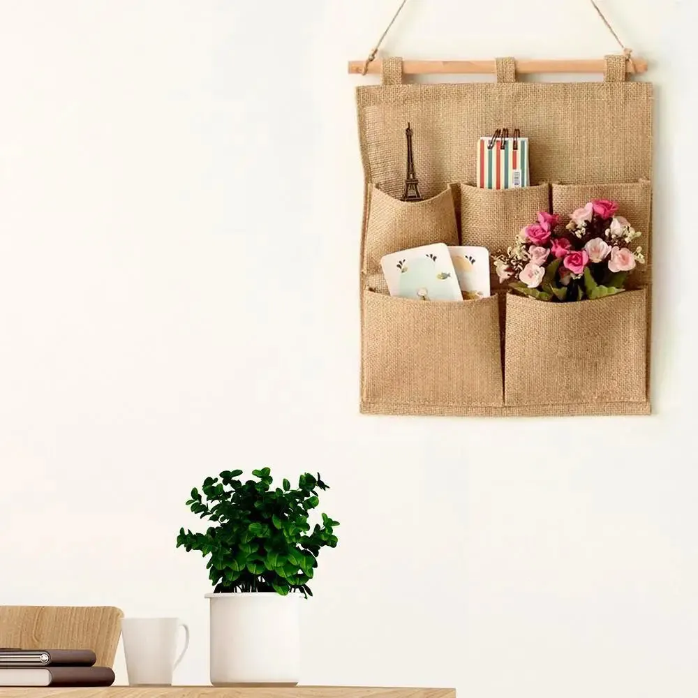 Jute Fabric Multi-Utility Wall Hanging Organizer