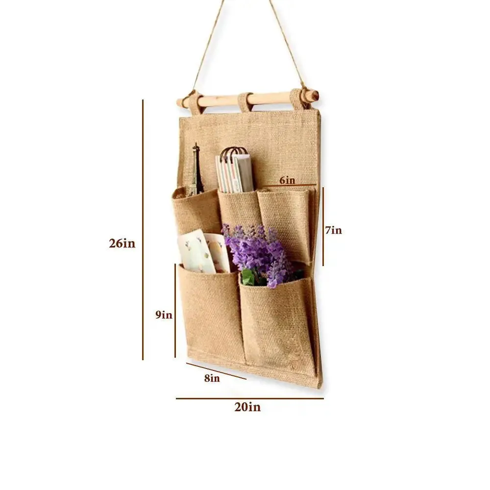 Jute Fabric Multi-Utility Wall Hanging Organizer