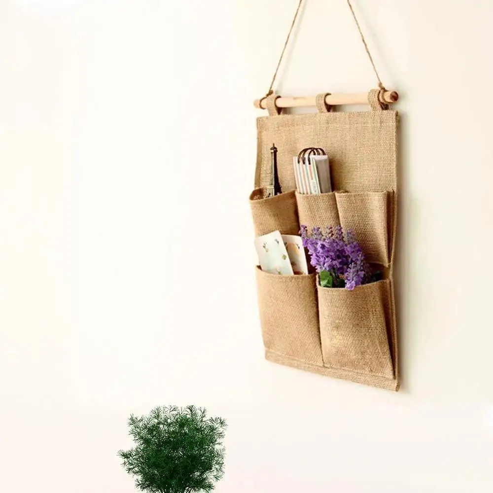 Jute Fabric Multi-Utility Wall Hanging Organizer