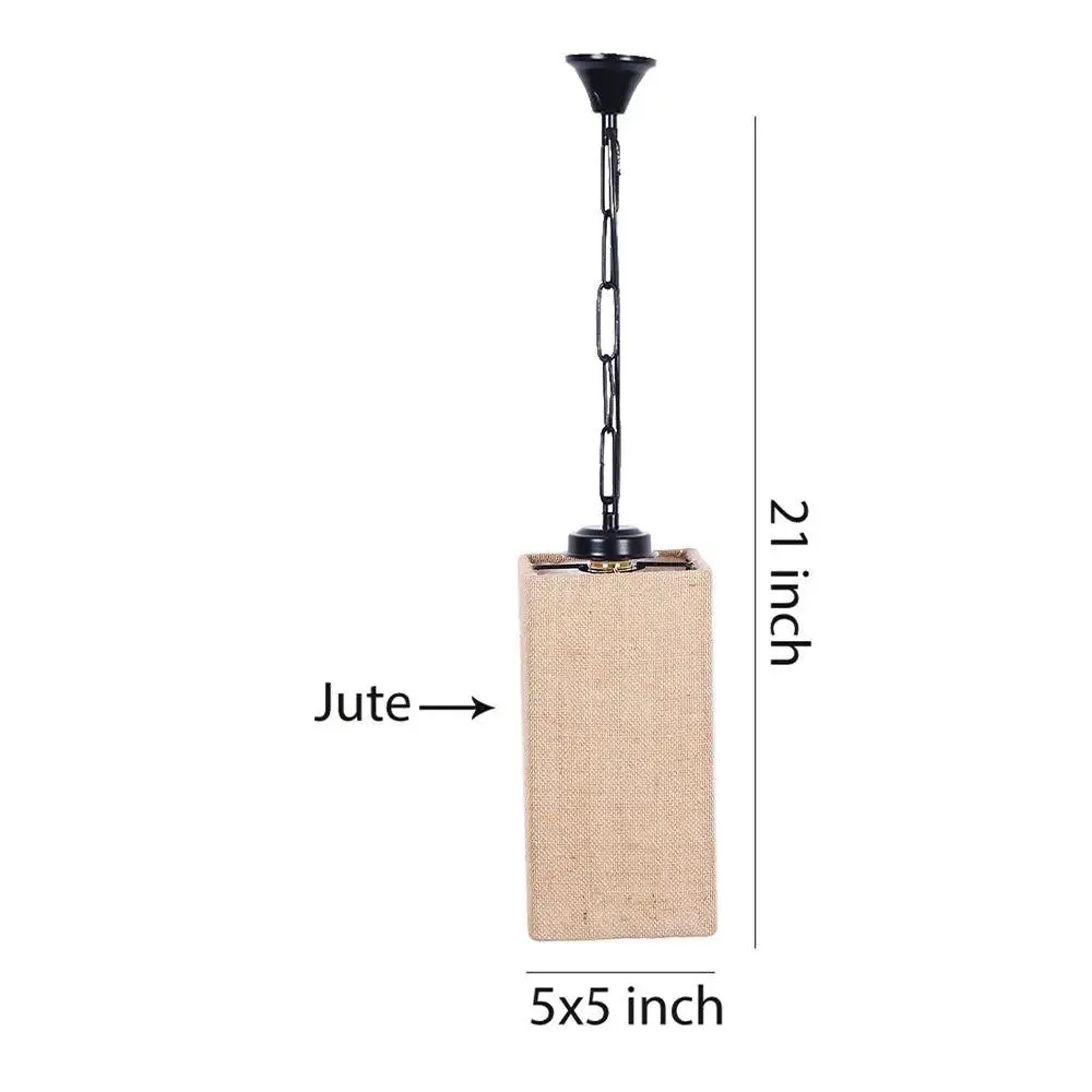 Jute Square Hanging Light Single Piece