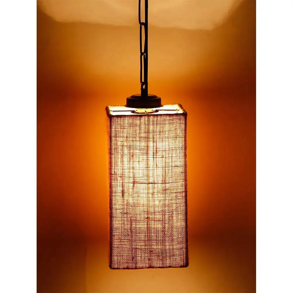 Jute Square Hanging Light Single Piece