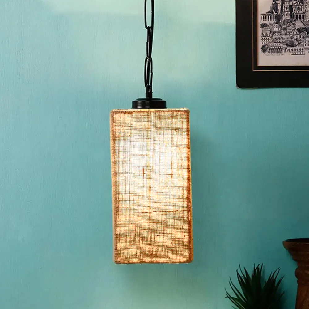 Jute Square Hanging Light Single Piece