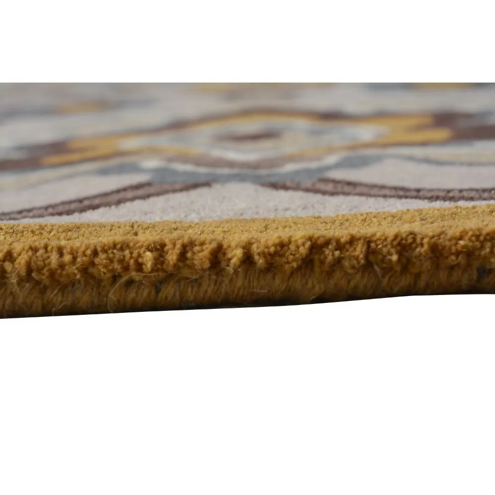 Kashmiri Floral Motif Brown & Beige Tufted Area Carpet 5X8ft