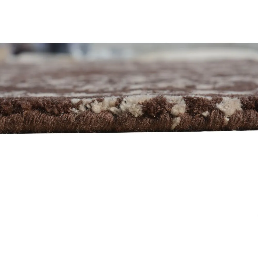 Kashmiri Motif Abstract Brown & Beige Tufted Area Carpet 3X5ft