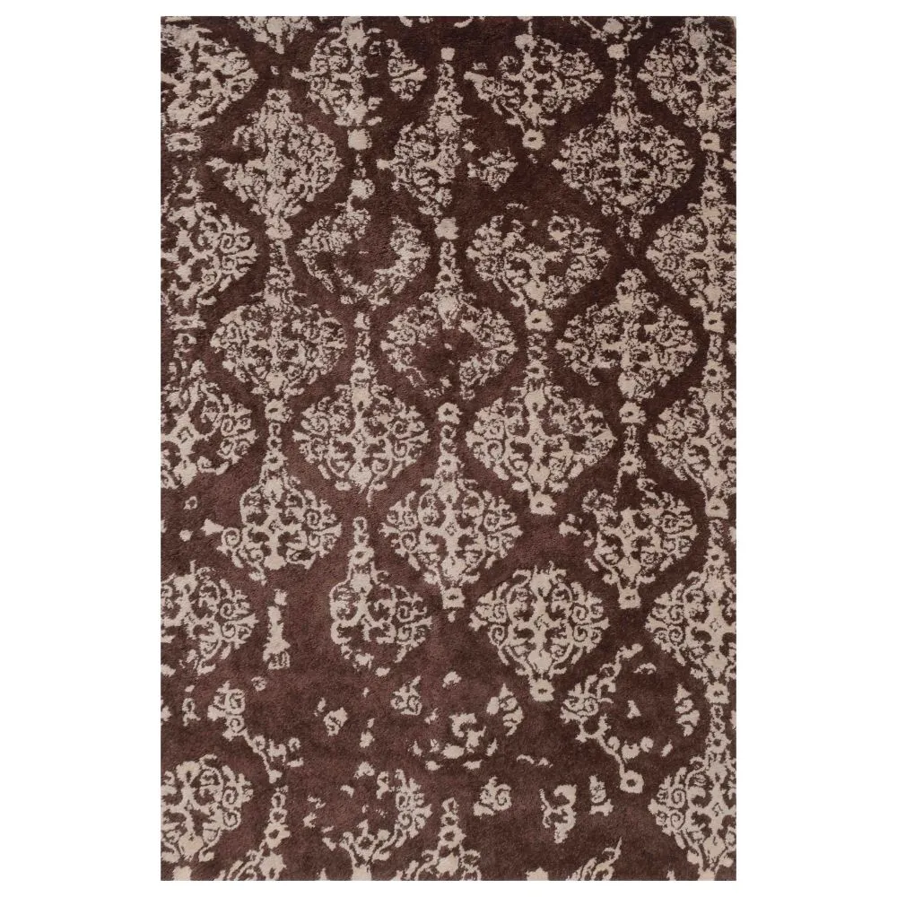 Kashmiri Motif Abstract Brown & Beige Tufted Area Carpet 3X5ft