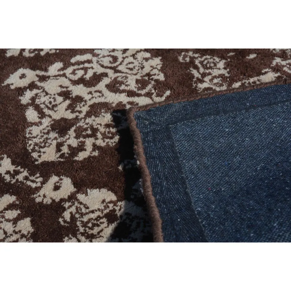 Kashmiri Motif Abstract Brown & Beige Tufted Area Carpet 3X5ft