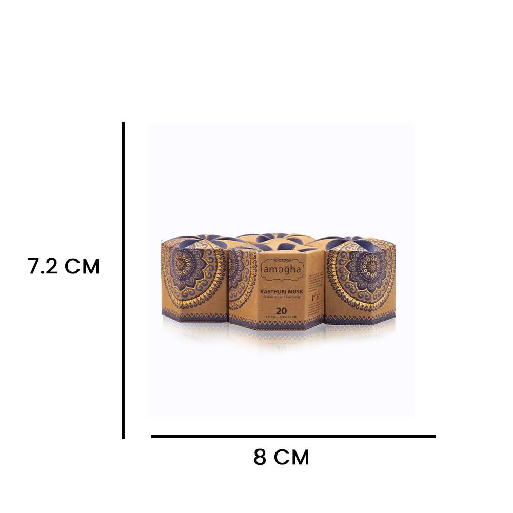 Kasturi Musk Scented Incense Cones with a Holder (For Religious Ceremonies & Meditation)