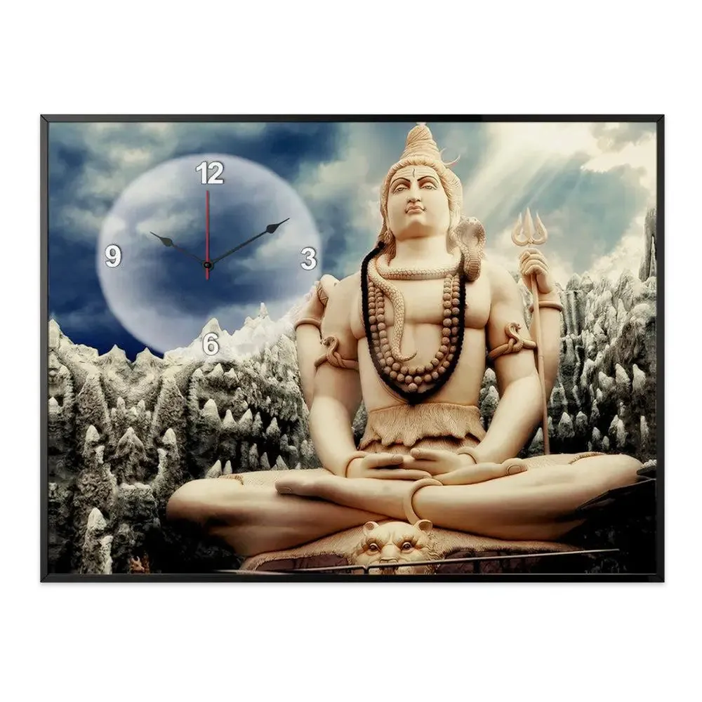 kempfort Shiva Canvas Printed Decorative Wall Clock With Floating Frame