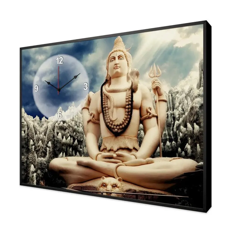 kempfort Shiva Canvas Printed Decorative Wall Clock With Floating Frame