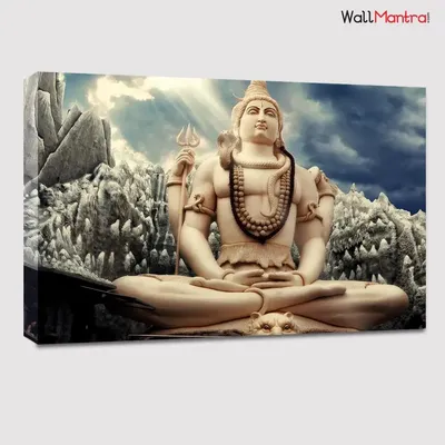 kempfort Shiva landscape Painting /   Shiva Canvas Printed Painting Stretched on Wood Bars 61 x 41cm