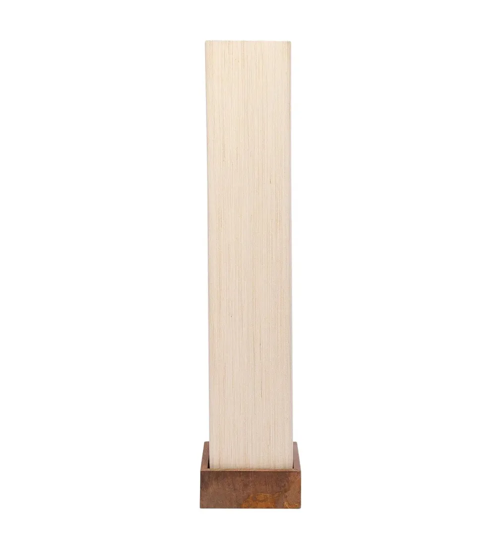 Khadi Cotton Square Natural Wood Floor Lamp