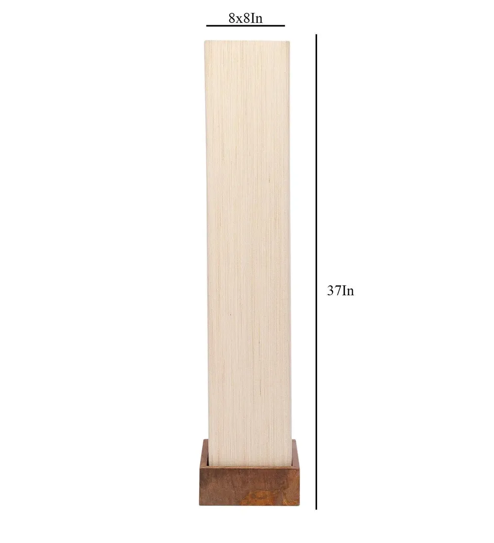 Khadi Cotton Square Natural Wood Floor Lamp