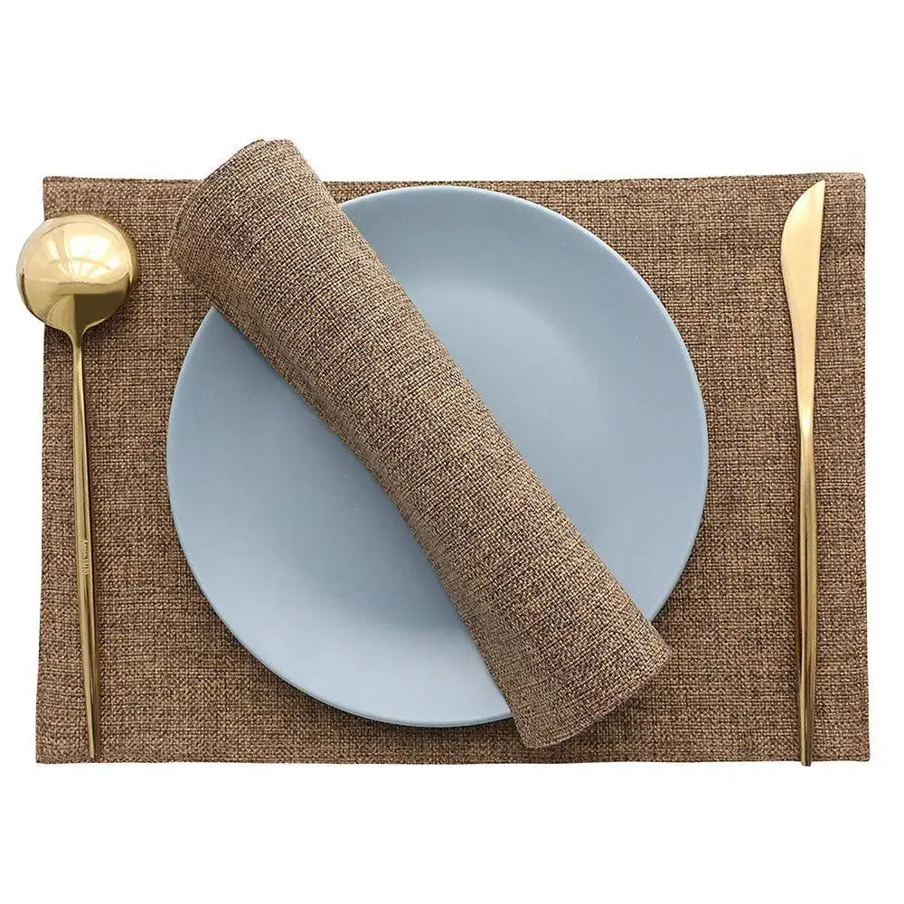 Khaki Textured Classic Polyester Placemat Set Of 4
