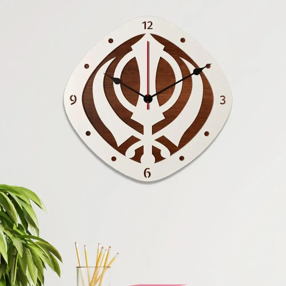 Khanda Dual Layer Wooden Wall Clock