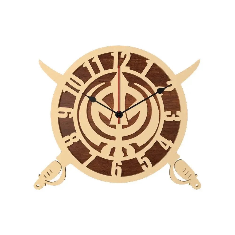 Khanda Dual Layer Wooden Wall Clock