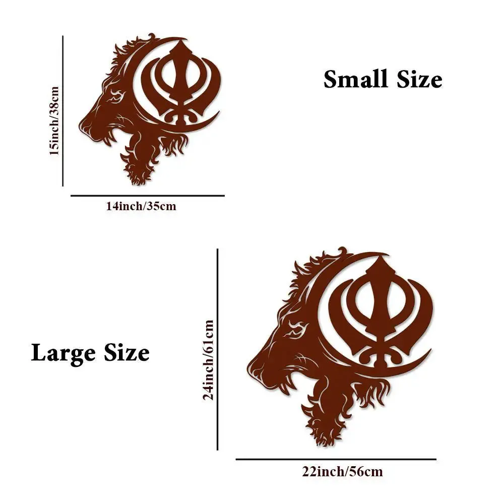 Khanda Lion Design Wooden Wall Hanging,  Living Room Wooden Wall Decoration Medium(15 inch X 15 inch)