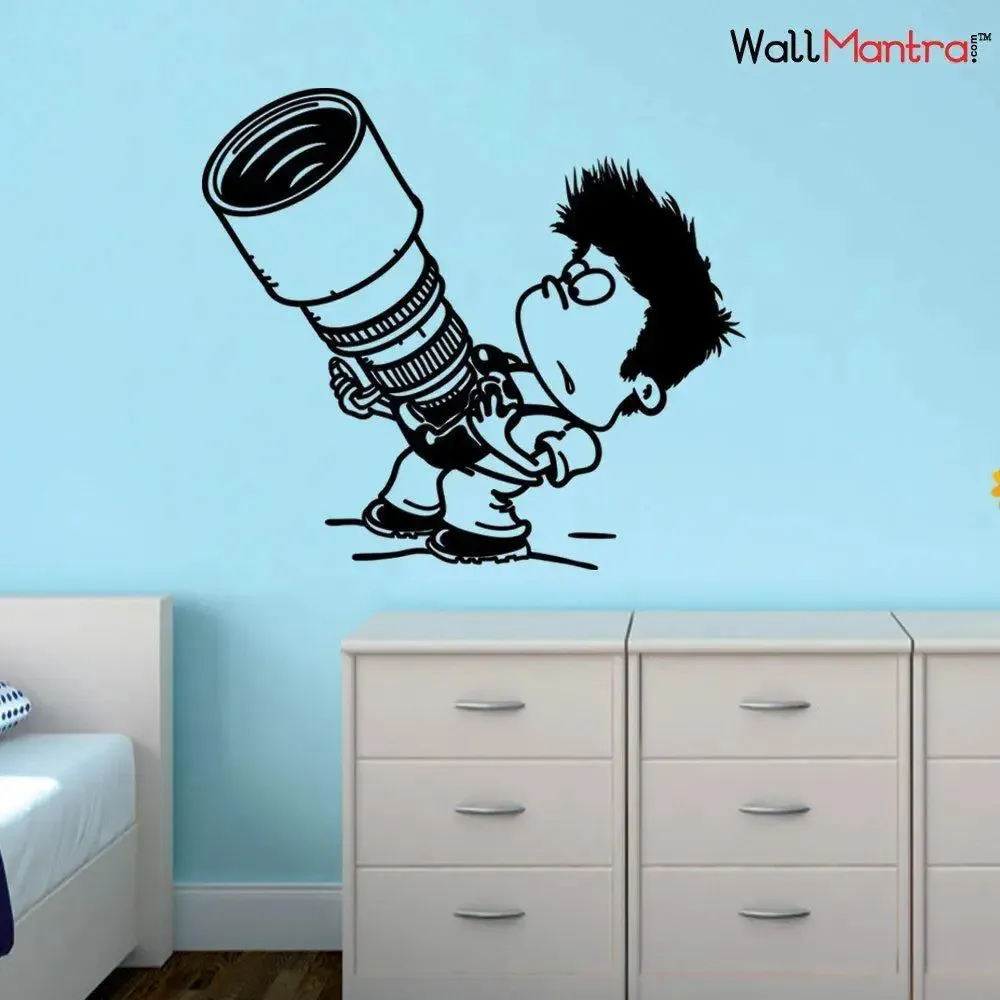 Kid with Camera Wall Decal Wall Sticker
