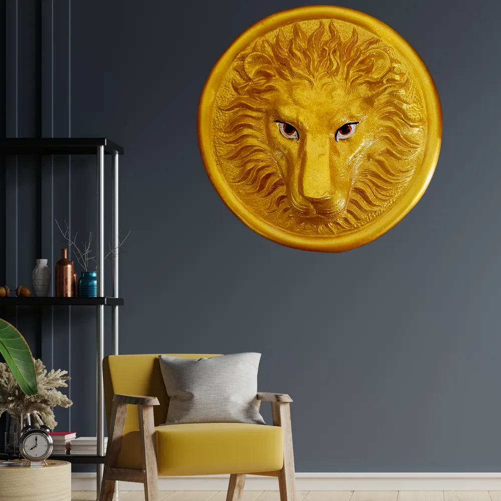 King of Jungle Inspired Lion Gold Wall Decor
