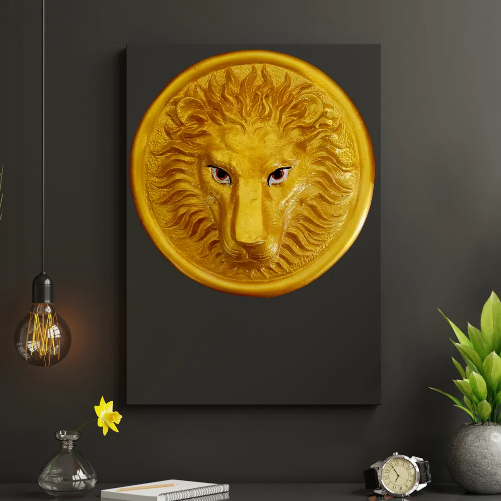 King of Jungle Inspired Lion Gold Wall Decor