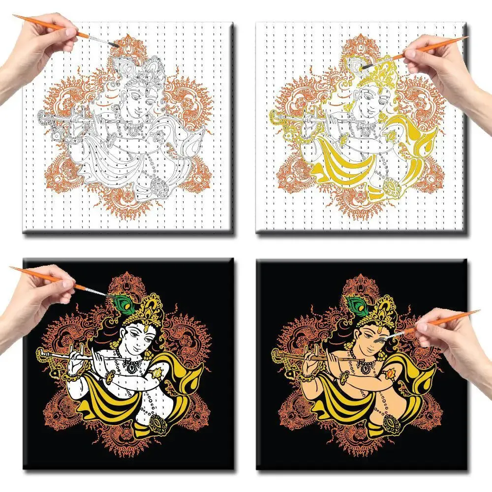 Krishna Colourful DIY(Do-It-Yourself)/ Paint by numbers canvas painting kit