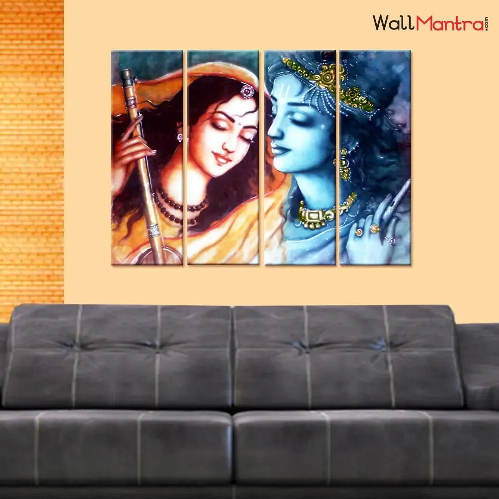 Krishna Meerabai Eternal Love Indian Wall Painting