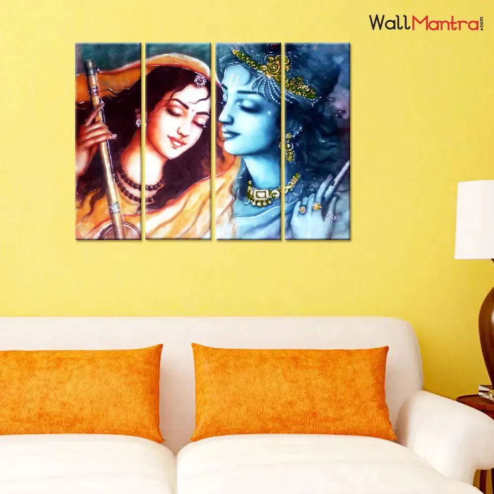 Krishna Meerabai Eternal Love Indian Wall Painting