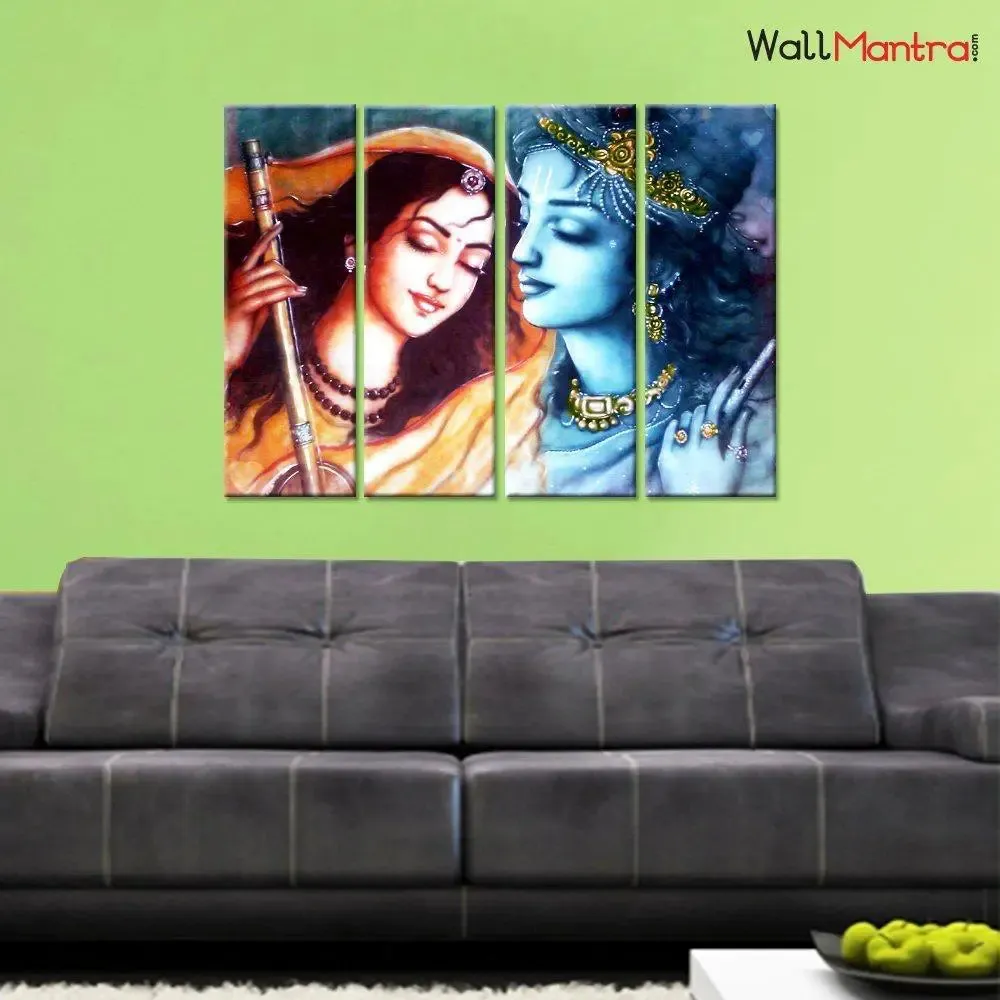 Krishna Meerabai Eternal Love Indian Wall Painting