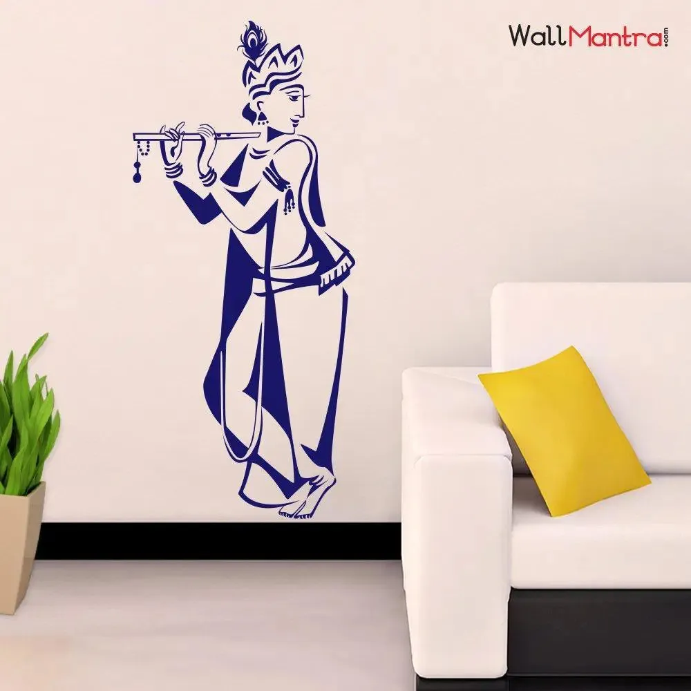 Krishna Wall Sticker Premium Quality (100 cm x 45 cm Vinyl Home Decor)