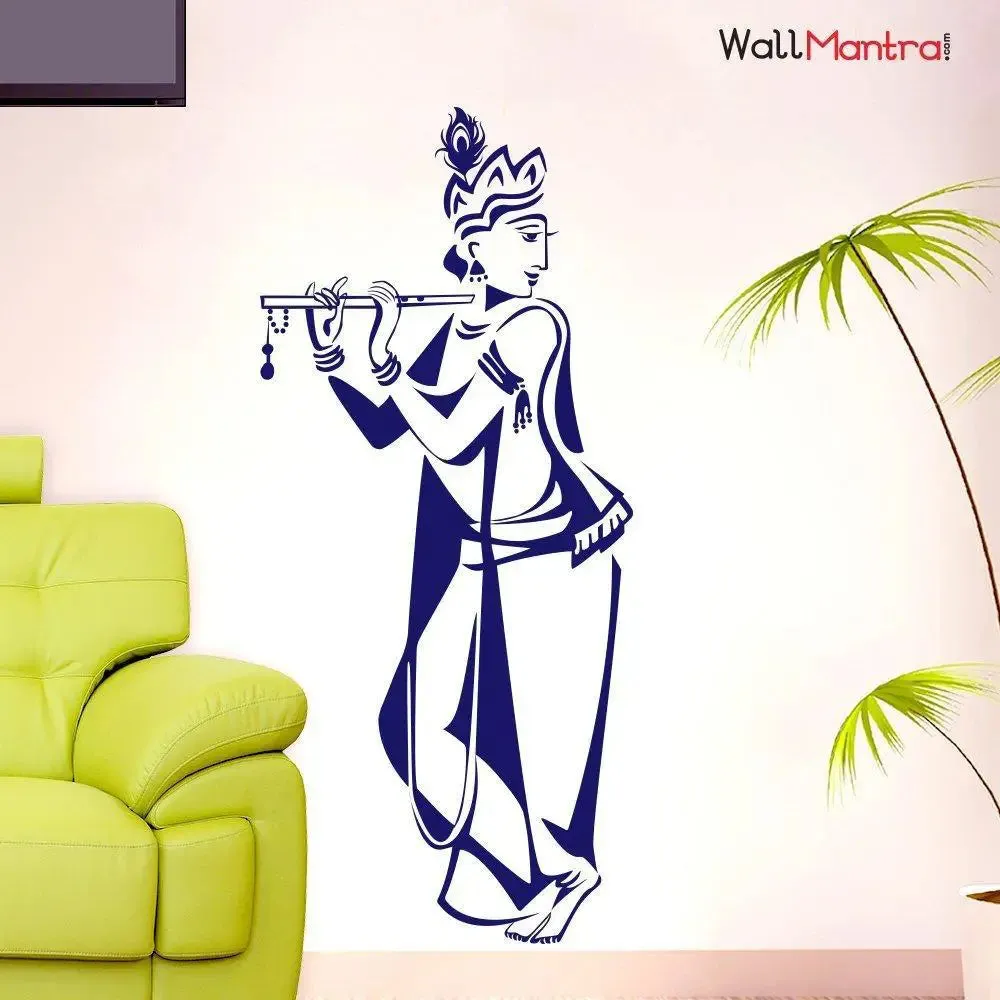 Krishna Wall Sticker Premium Quality (100 cm x 45 cm Vinyl Home Decor)