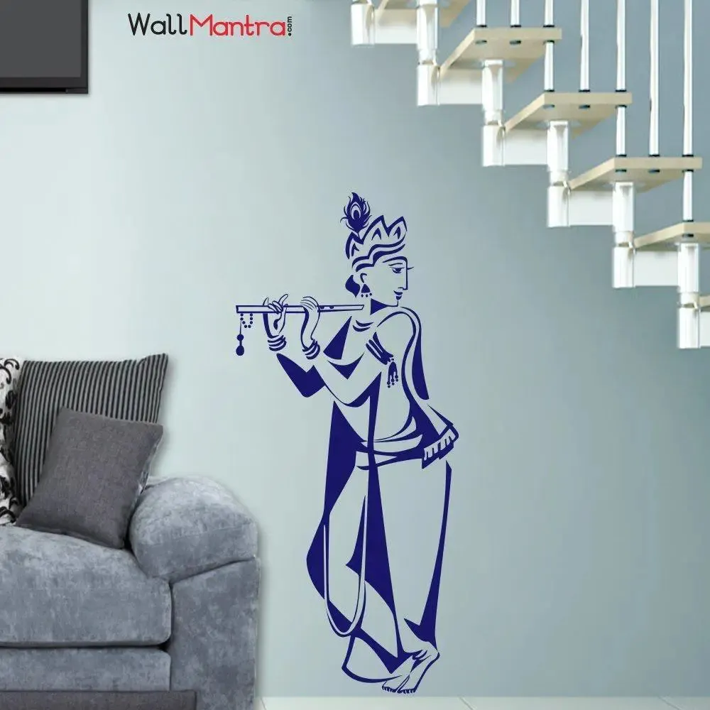 Krishna Wall Sticker Premium Quality (100 cm x 45 cm Vinyl Home Decor)