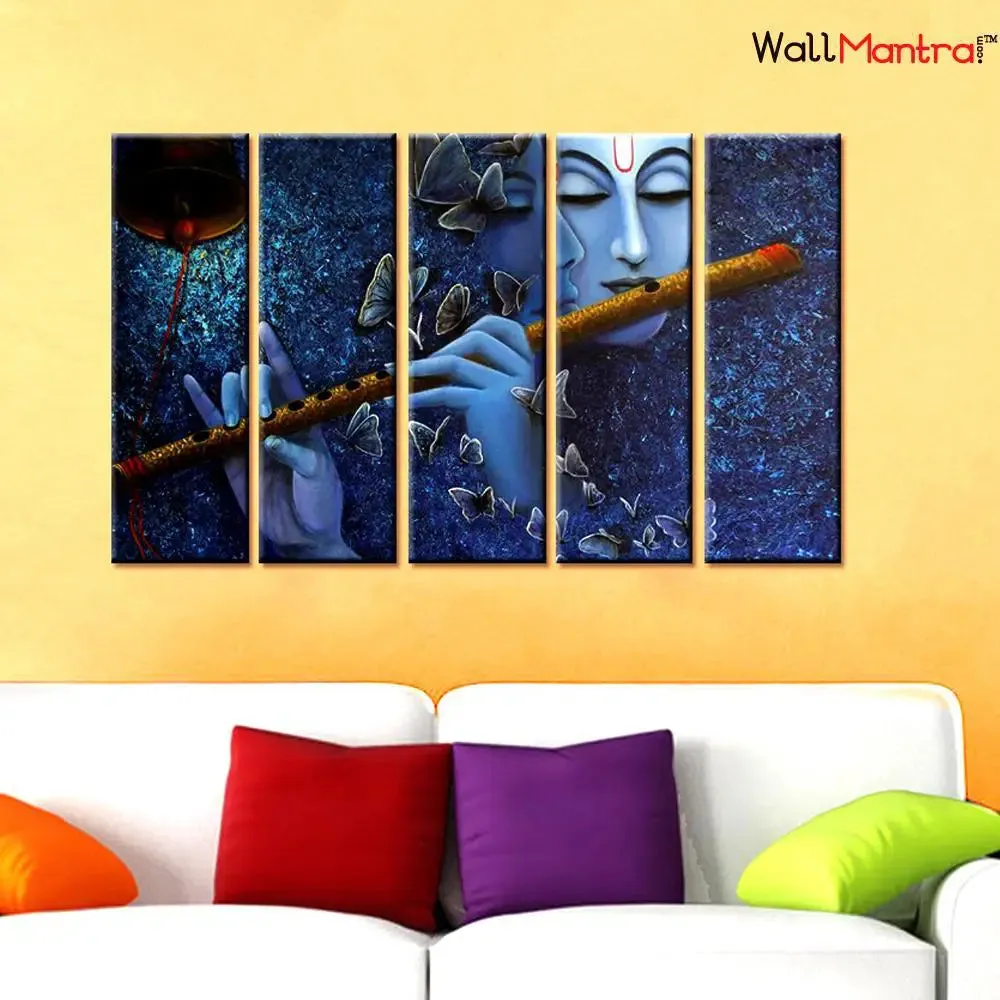 Krishna With Flute Painting On Wooden Framed Canvas