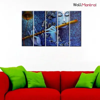 Krishna With Flute Painting On Wooden Framed Canvas