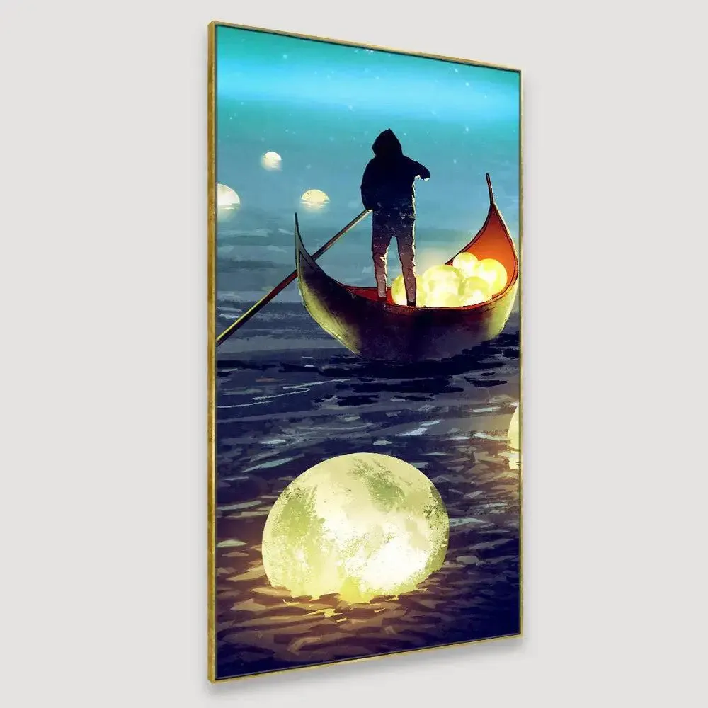 Lake of Moons Fantasy Canvas Printed Wall Painting With Frame