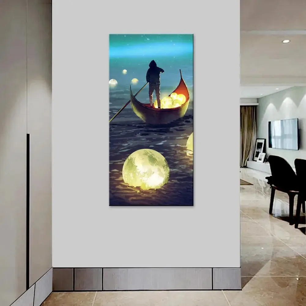 Lake of Moons Fantasy Canvas Printed Wall Painting With Frame