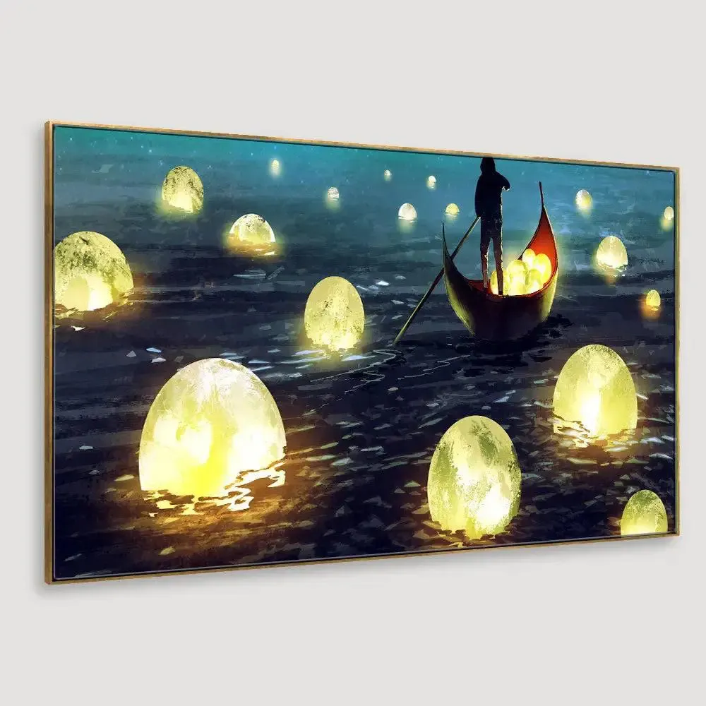 Lake of Moons Fantasy Canvas Wall Painting With Frame