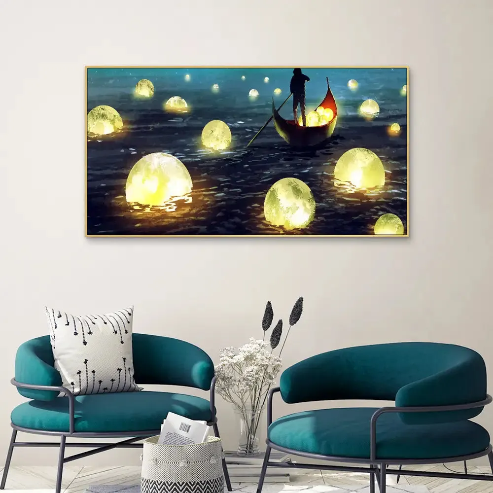 Lake of Moons Fantasy Canvas Wall Painting With Frame