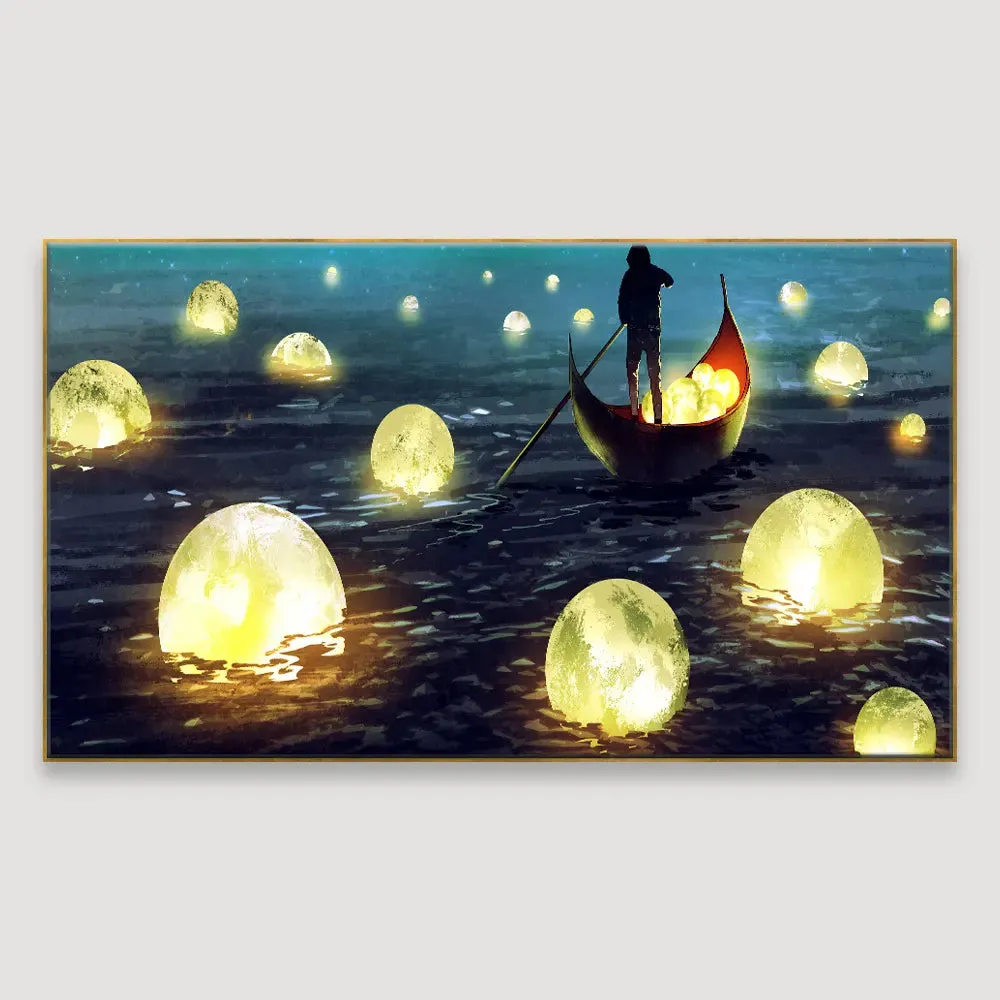 Lake of Moons Fantasy Canvas Wall Painting With Frame