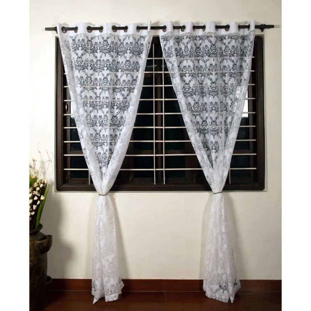 Lamp White Voil Burn Out Door and Window Curtain