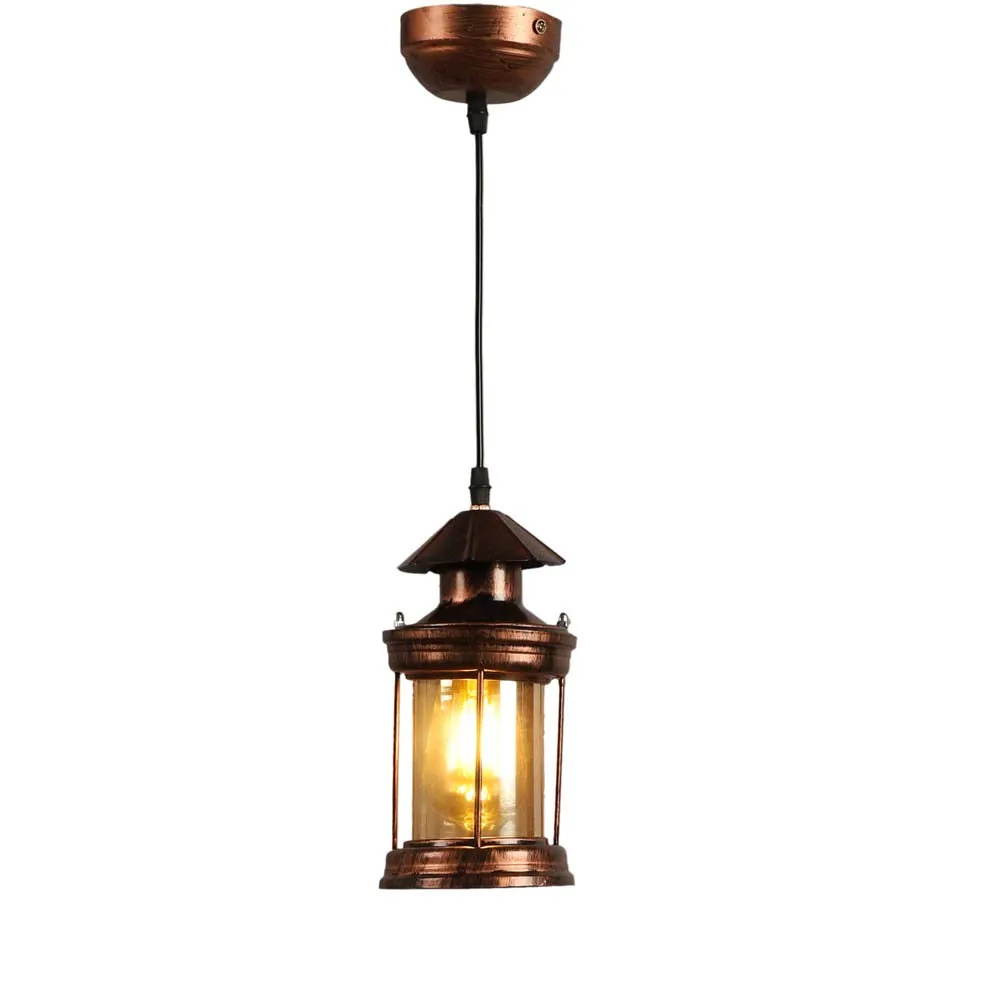 Lantern Motif Copper Finish Hanging Light