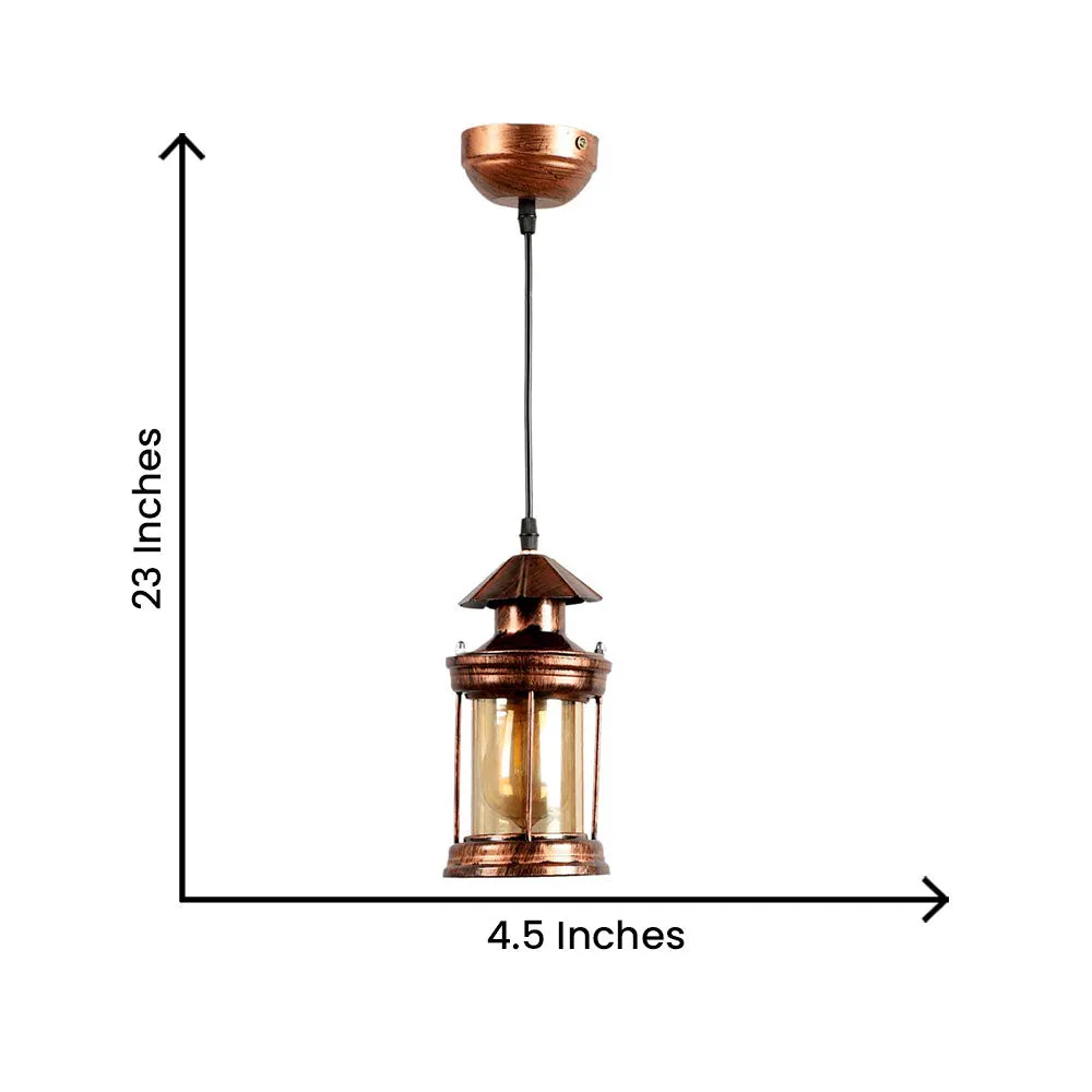 Lantern Motif Copper Finish Hanging Light