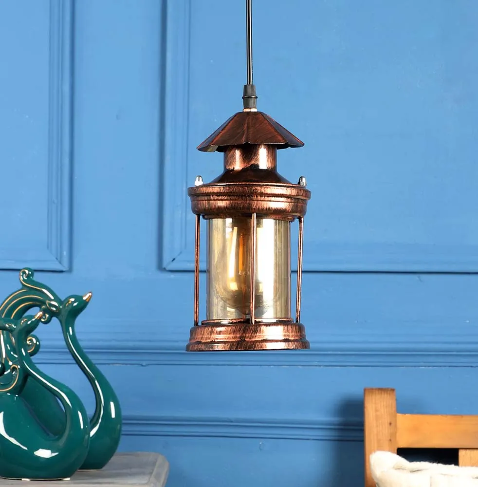 Lantern Motif Copper Finish Hanging Light