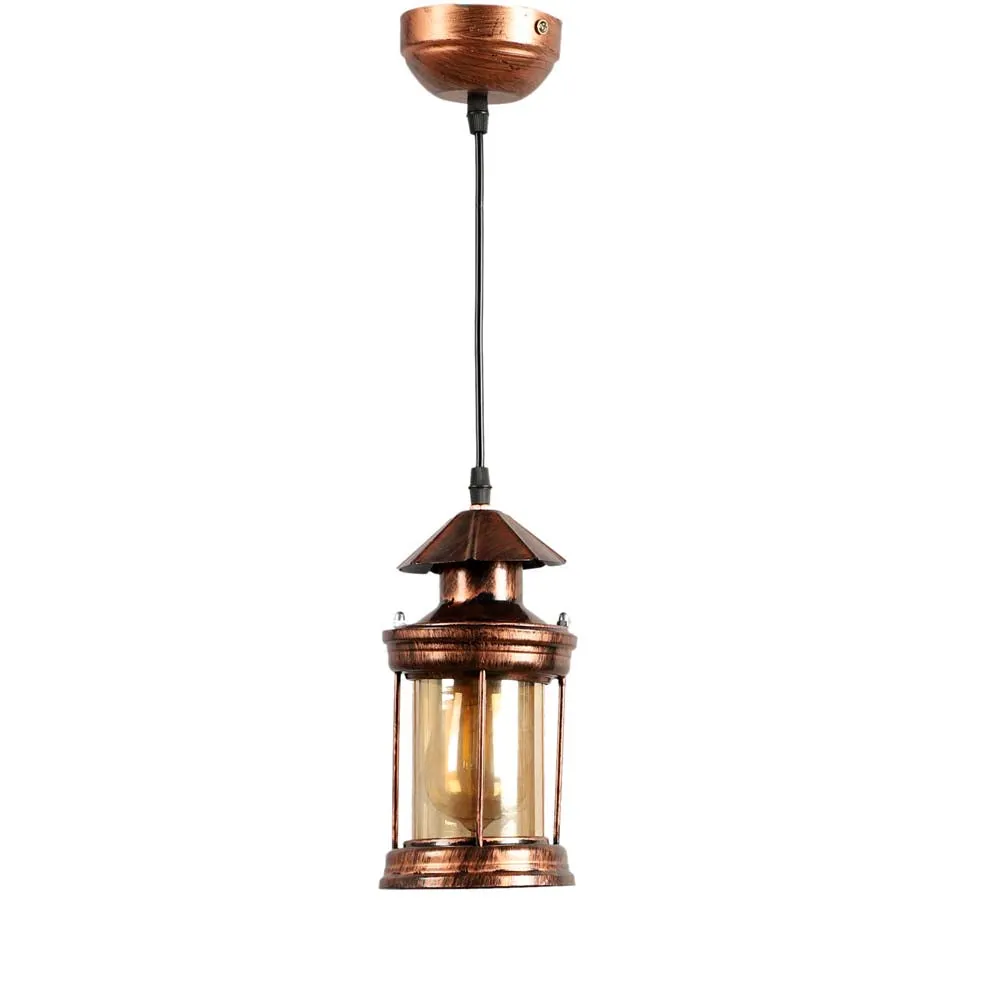 Lantern Motif Copper Finish Hanging Light