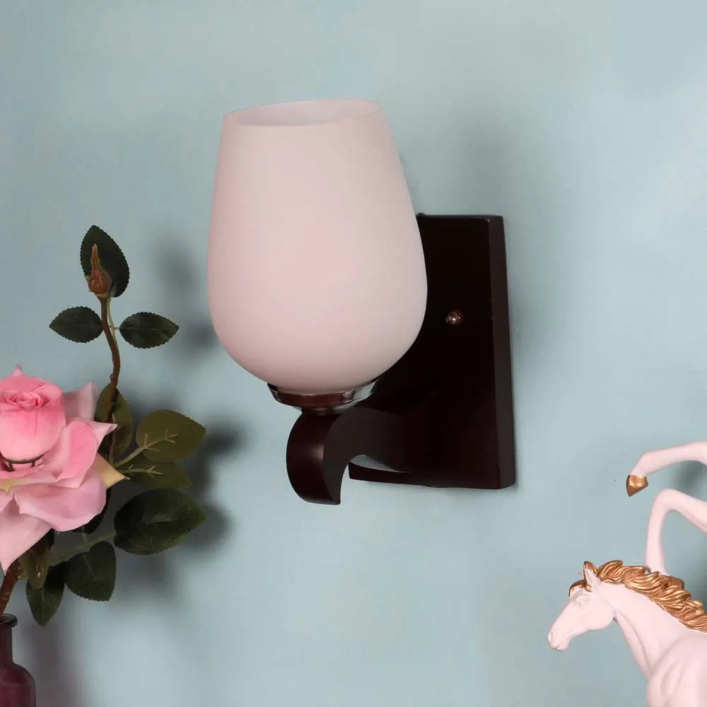 Lantern Motif Wooden Wall Fixture Single Piece