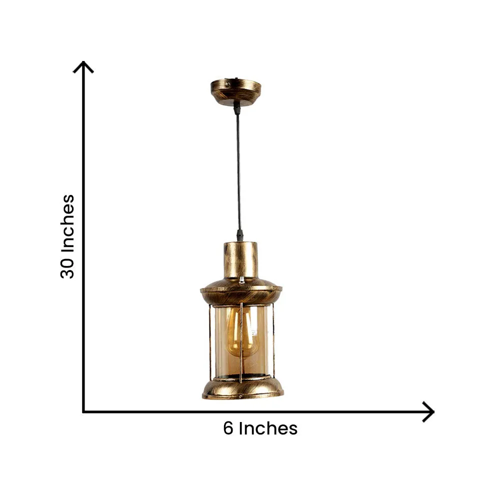 Large Antique Golden Lantern Hanging Light